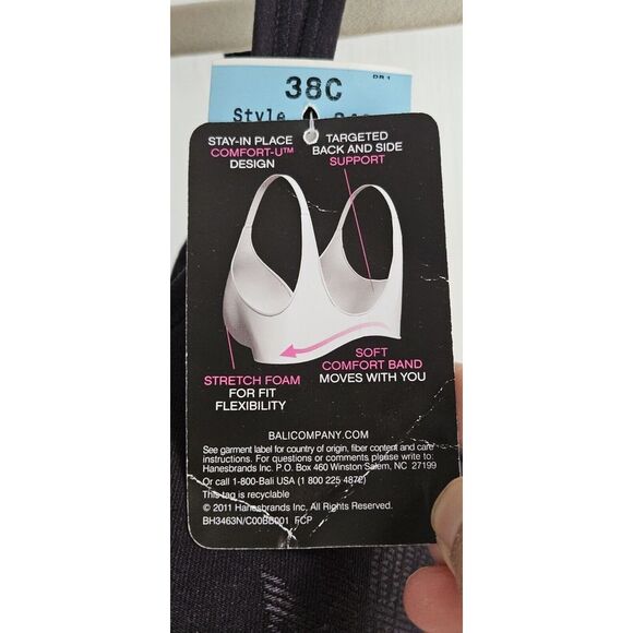 NWT Bali Comfort Revolution Women`s‎  lined Wirefree black Bra 38C - Picture 3 of 10